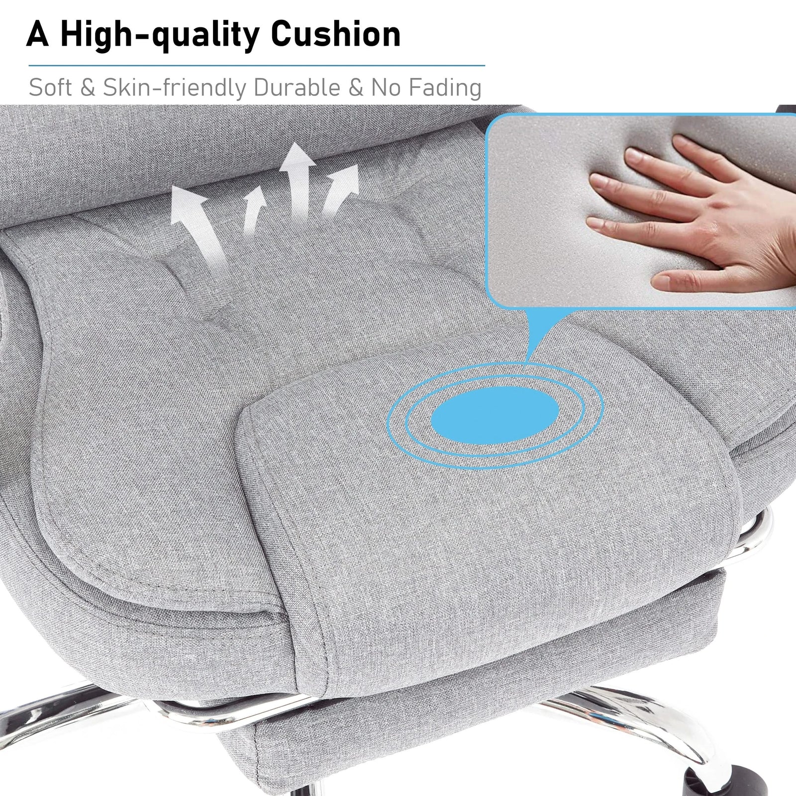 [Grey Linen] Recliner swivel chair UK with high-quality cushion for superior comfort and support.