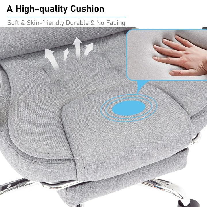 [Grey Linen] Recliner swivel chair UK with high-quality cushion for superior comfort and support.