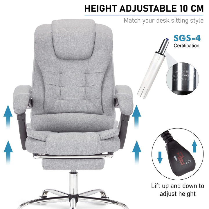 [Grey Linen] Swivel riser recliner chair UK with 10 cm height adjustment for customizable comfort and support.