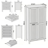 [Grey] Linra bedroom furniture set: wardrobe 97.5 x 55.5 x 186, chest 83 x 42 x 95, bedside 50 x 40 x 60 cm