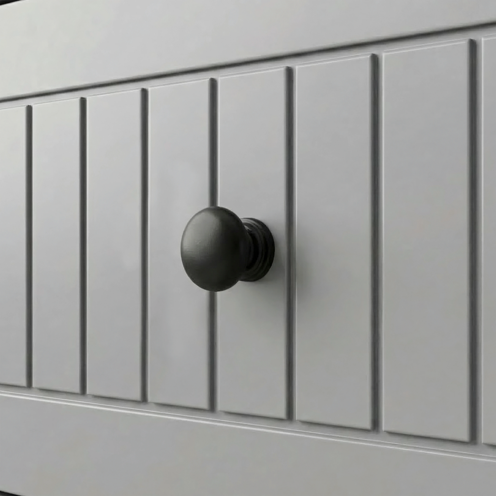 [Grey] Linra dressing table close-up knob handle detail showing premium grey finish and quality hardware design