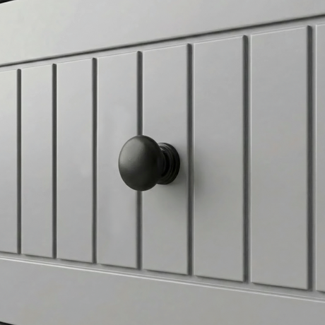 [Grey] Linra dressing table close-up knob handle detail showing premium grey finish and quality hardware design