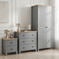Linra Grey Painted 3 Piece Bedroom Furniture Set - Oak Top