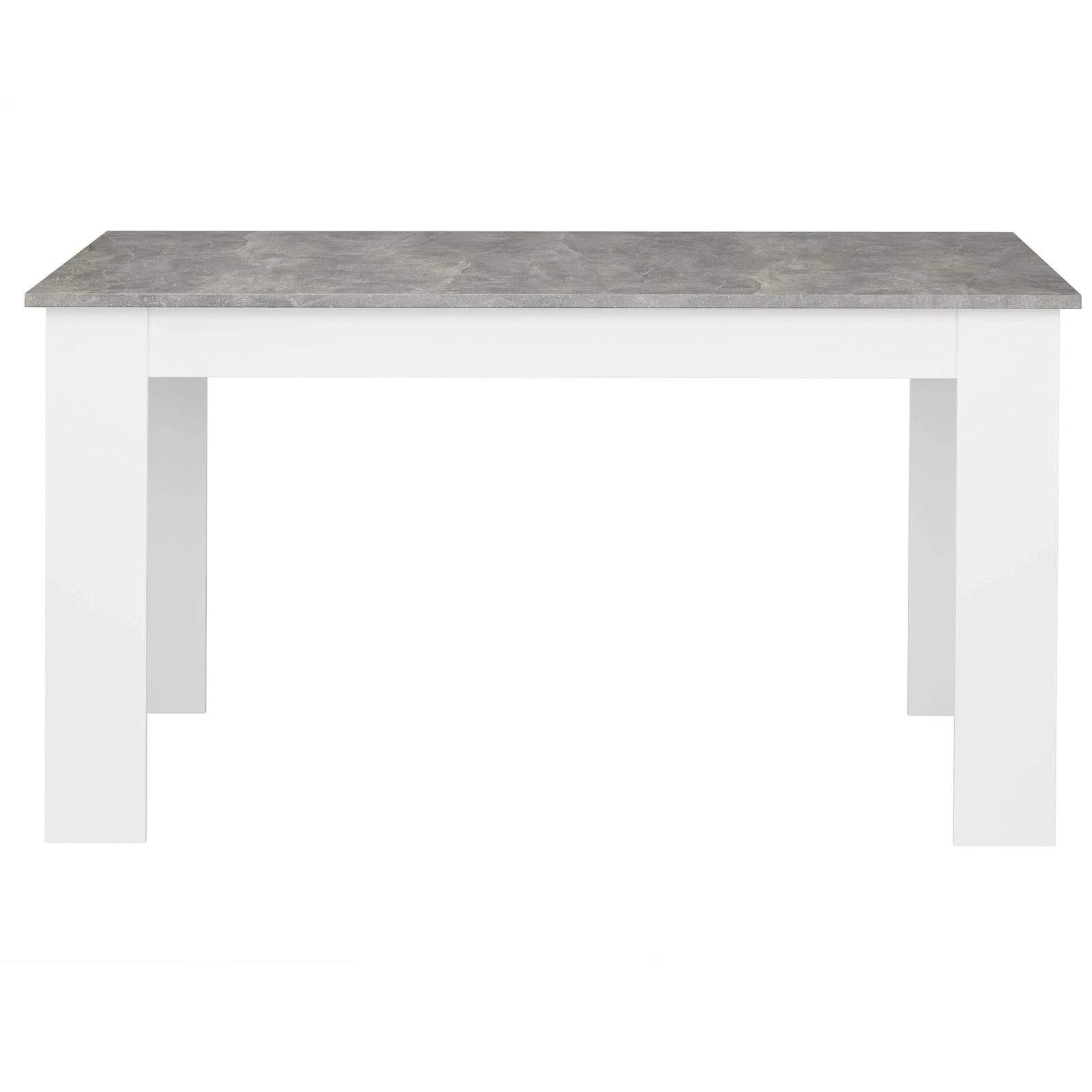 [6 Seater | White] Rectangular grey marble dining table shown solo on white background