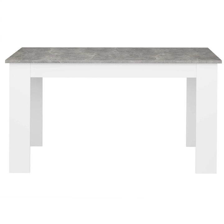 [6 Seater | White] Rectangular grey marble dining table shown solo on white background
