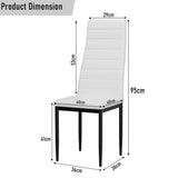 [4 Seater | White] Diagram, white PU dining chair 95cm total height, 40x40cm seat, 36x38cm base