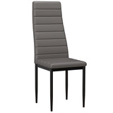[4 Seater | Grey] Single grey ribbed faux leather dining chair, black splayed metal legs