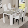 Grey Marble Finish 4-6 Seater Dining Table and Chairs Set