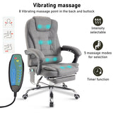 Grey massage desk chair with 8 vibrating massage points for ultimate relaxation.