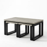 [Grey Oak] Nestline three-piece nested table set shown on a clean white background from a front angle