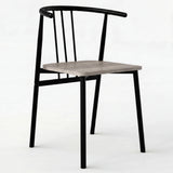 [Grey Oak] Torvi dining chair with black tubular metal frame, spindle back, armrests and grey oak seat pad
