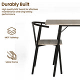 [Grey Oak] Torvi dining set infographic showing one chair tucked under table for durably built