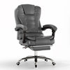 Gray office chair with adjustable armrests on a white background