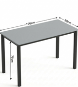 [100 X 50 cm] Office Desk dimensions diagram showing 100cm length, 50cm width, and 75cm height with arrows on a white background
