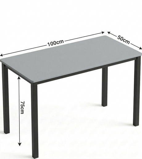 [100 X 50 cm] Office Desk dimensions diagram showing 100cm length, 50cm width, and 75cm height with arrows on a white background