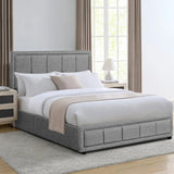 Single grey ottoman bed with lift-up frame and hidden storage space.