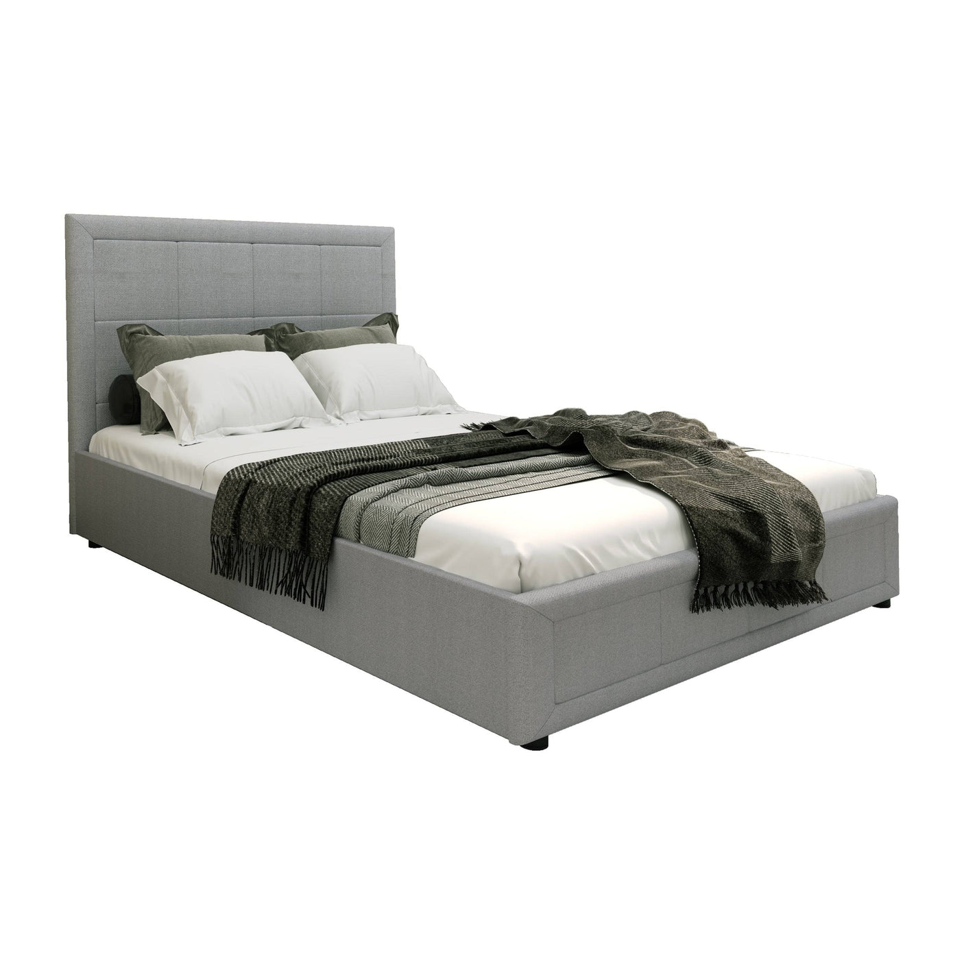 Blisswood Ottoman Bed With 8" Mattress, Grey Linen