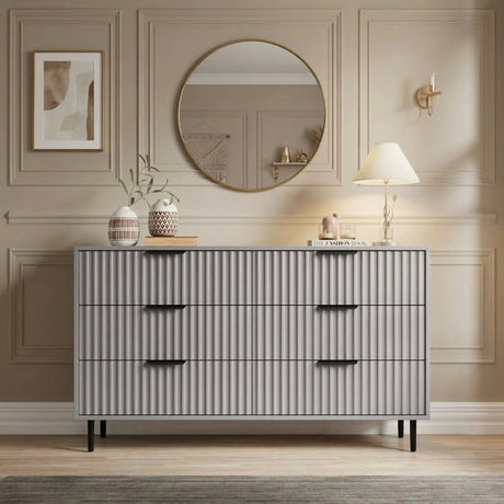 [Grey] drawer interior view showing smooth painted finish and usable storage space in a modern room