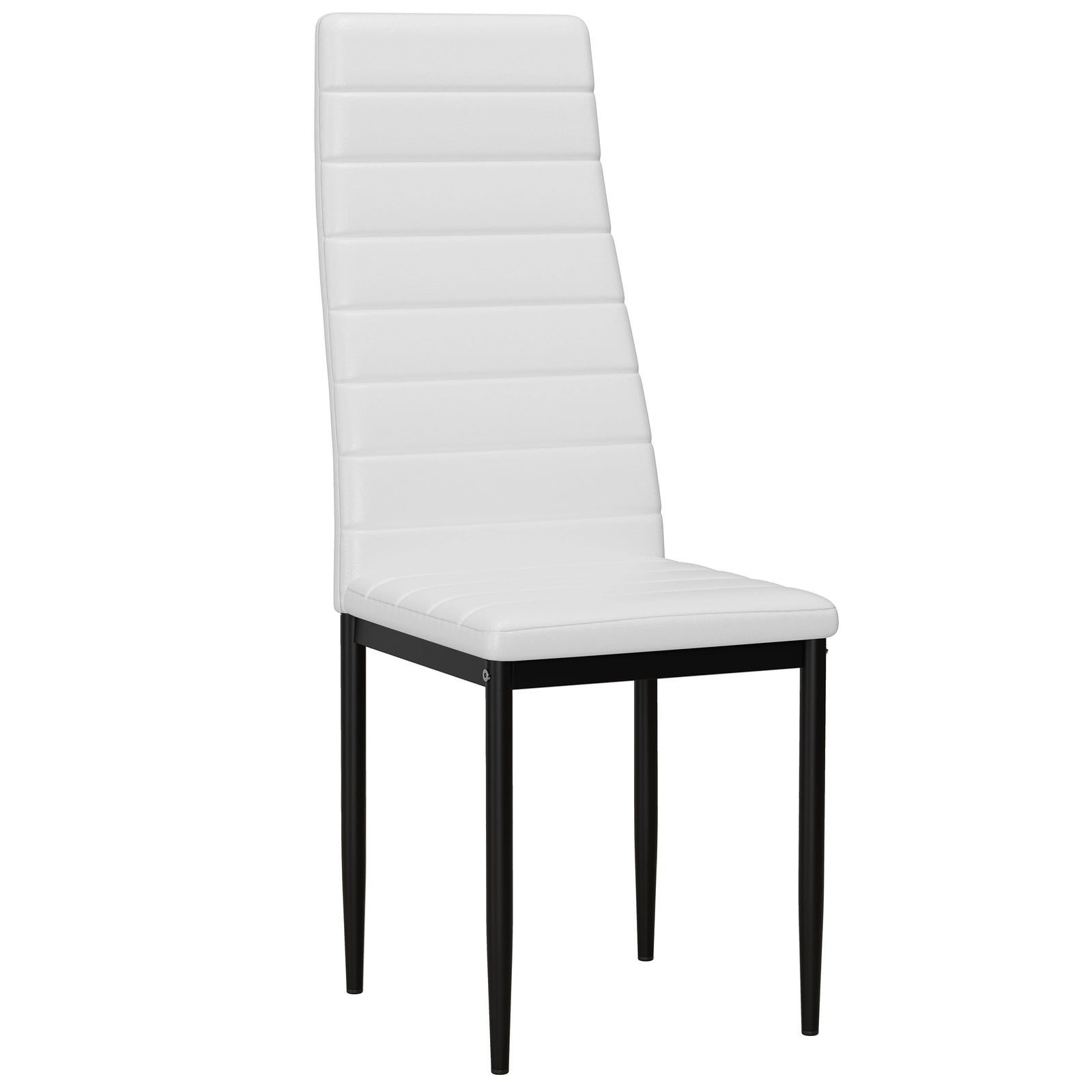 [4 Seater | White] front view of one white high back chair on white background, padded seat and back