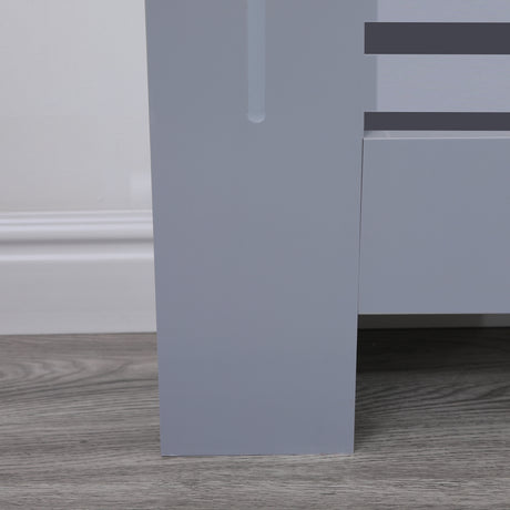 Large grey radiator cover, designed for spacious rooms with a modern, sleek look.