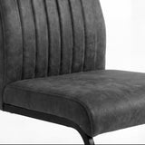 [Grey] Close-up of suede-effect padded seat, piped edge, channelled back and black support metal frame.