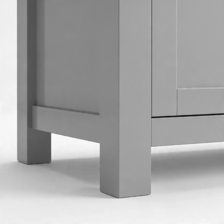 [Grey] Shaker TV unit 180cm close-up of square legs and lower body showing grey painted finish
