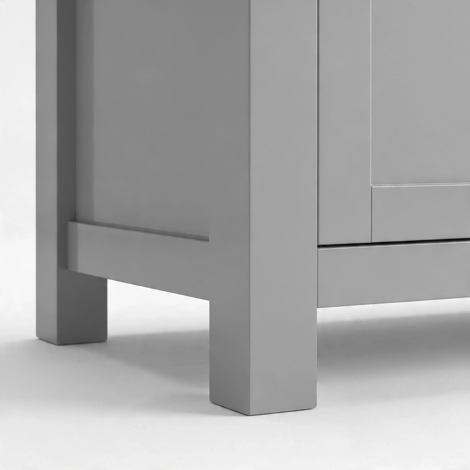 [Grey] Shaker TV unit 180cm close-up of square legs and lower body showing grey painted finish