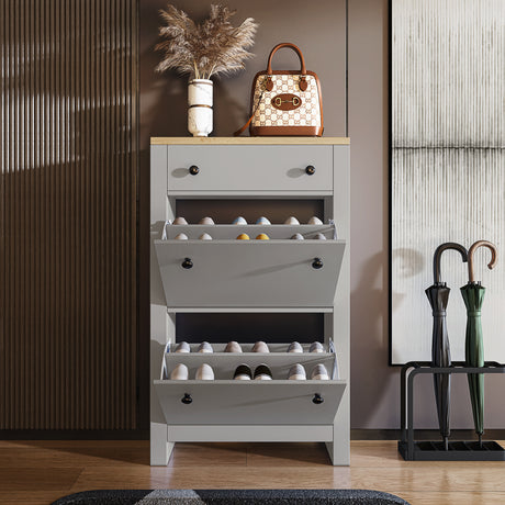 Blisswood grey shoe cabinet with 3 drawers from Dream Home Store in UK, perfect for shoes storage.