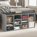 Hallway Shoe Storage Bench With Cushion & Adjustable Shelves