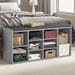 Hallway Shoe Storage Bench With Cushion & Adjustable Shelves