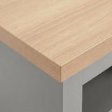 [Grey] Tavero corner TV unit oak effect top surface close-up showing warm natural wood grain