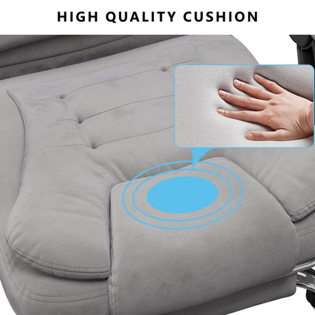 heated office chair in grey velvet designed with soft cushioning to support comfort during extended sitting hours