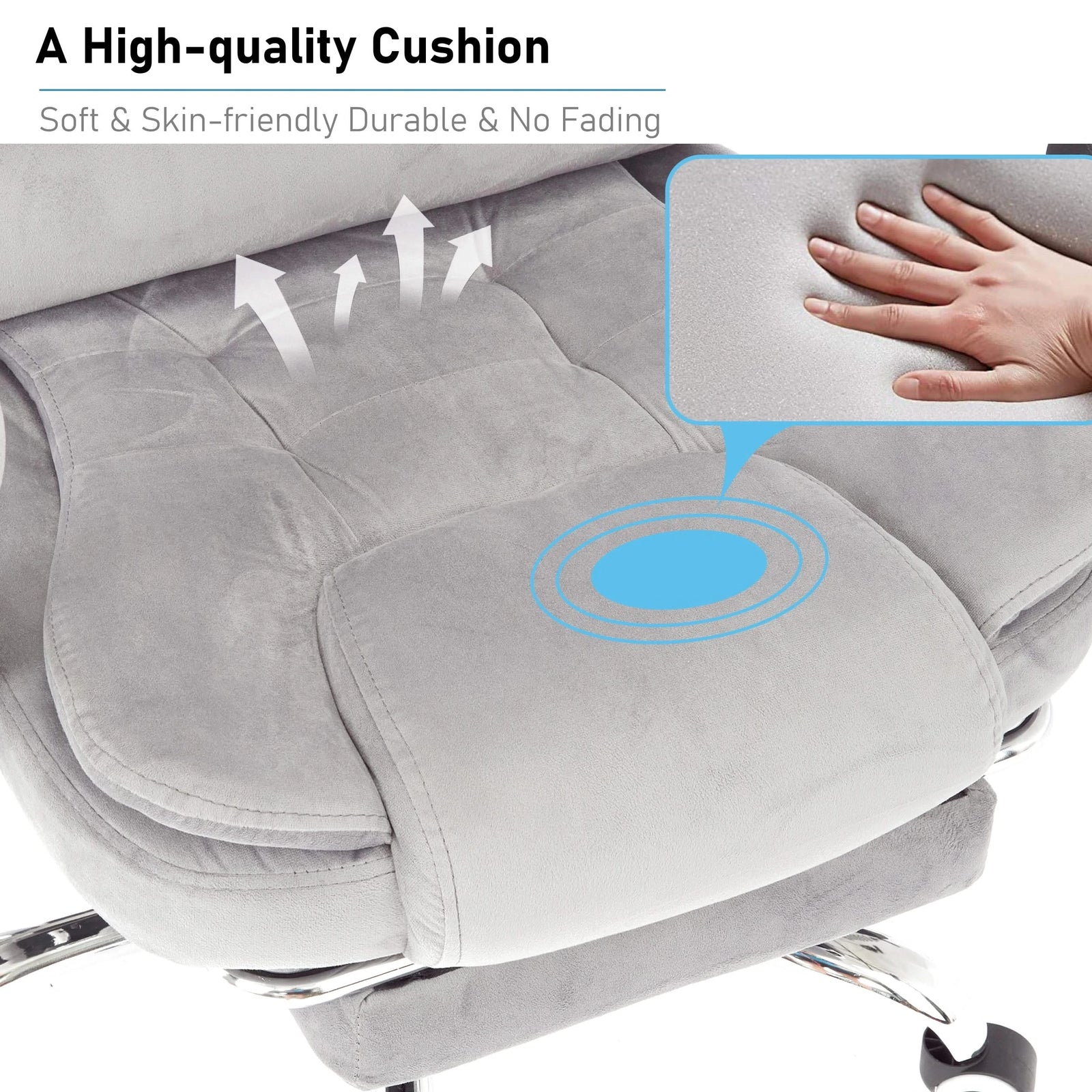 [Grey Velvet] Recliner chair swivel with high-quality cushion, ergonomic design, velvet upholstery for comfort.