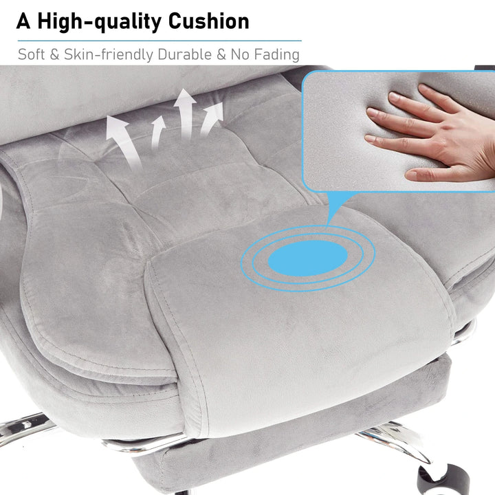 [Grey Velvet] Recliner chair swivel with high-quality cushion, ergonomic design, velvet upholstery for comfort.
