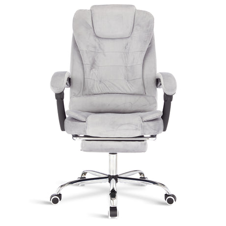 Grey velvet swivel recliner chair with ergonomic design for comfort and style.