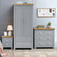 Grey bedroom furniture set, wardrobe, chest of drawers, bedside table, oak tops, modern design