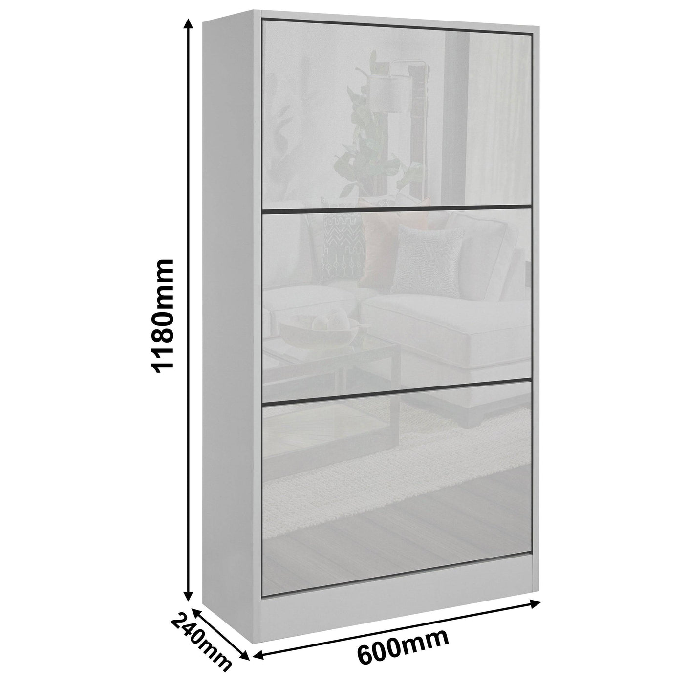 Blisswood High Gloss Tall Shoe Cabinet