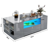 High Gloss Coffee Table with Storage Drawers & LED Lights