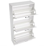 hallway Slim white shoe cabinet with 3 pull-out shelves, space-saving design