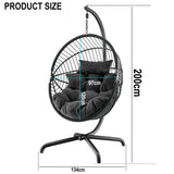 [Black] Black hanging egg chair dimensions: 200cm height, 134cm width, 97cm seat, 120cm seat H