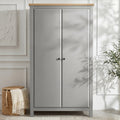 Haven Grey 2 Door Double Wardrobe with Shelves and Hanging Rail