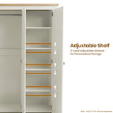 [White] Open wardrobe with adjustable shelves highlighted, showing customizable storage solution