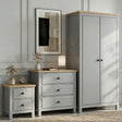 [Grey] Haven bedroom furniture set grey with oak tops: 2-door wardrobe, 3-drawer chest, 2-drawer bedside trio