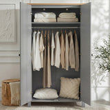 [Grey] Haven bedroom furniture set grey wardrobe interior: full-width hanging rail and top storage shelf