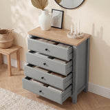 [Grey] Haven bedroom furniture set four-drawer chest open showing interior drawer space
