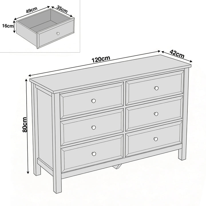Haven Painted Large 6 Chest of Drawers - Bedroom Dresser