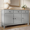 [Grey] Haven 3-door sideboard main front view showing full painted frame, panel doors and oak veneer top panel