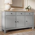 Haven Large Grey Sideboard with Drawers & Oak Top, Painted Finish