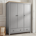 Haven Grey Painted 3 Door Wardrobe with Drawers and Shelves