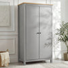 [Grey] Haven wardrobe angled, 2 doors, oak top, grey painted frame with round black knobs